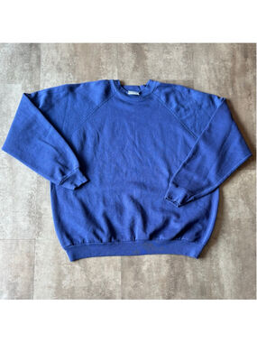 Vintage Tultex Blank Raglan Sweater Mens XL Blue